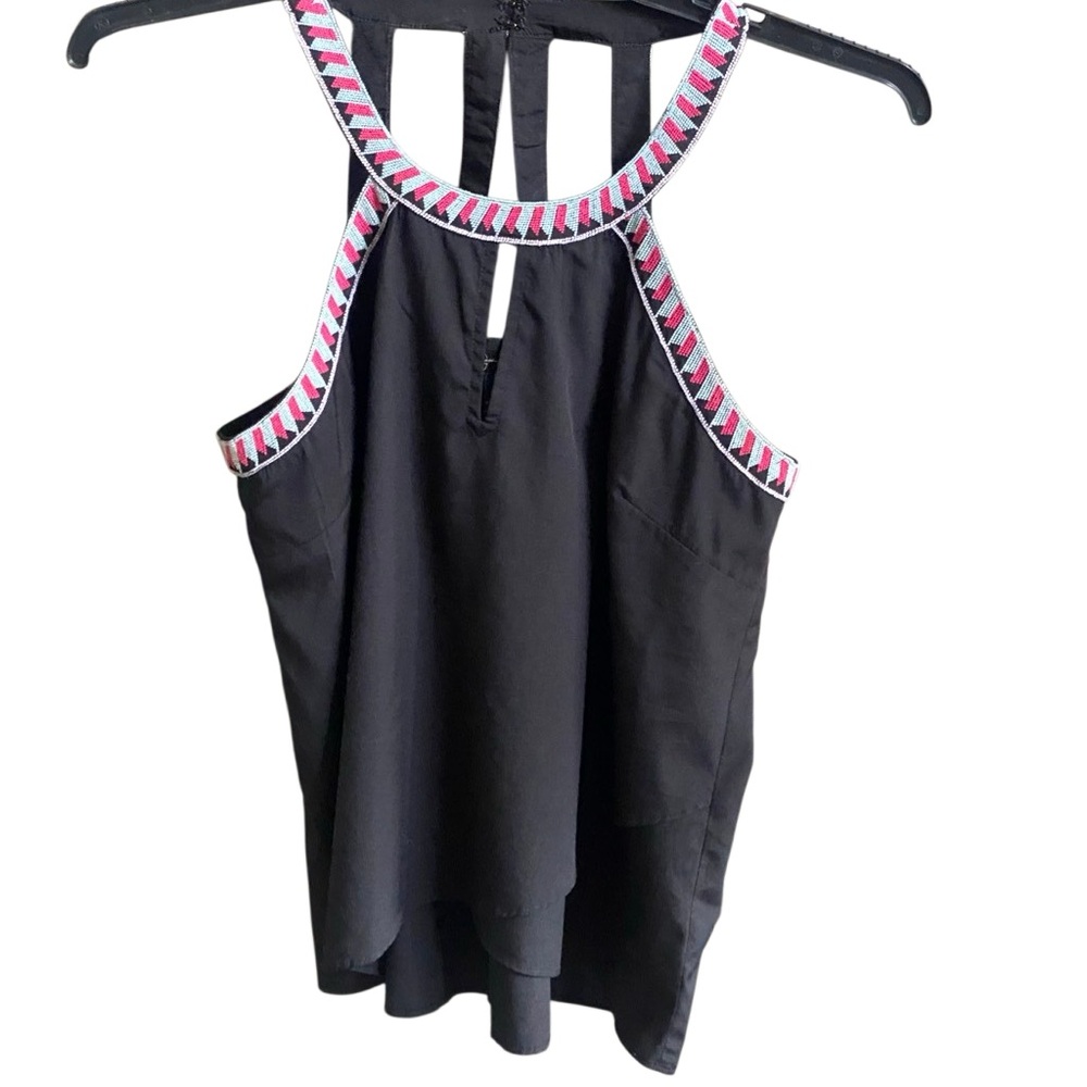 Jessica Simpson Embroidered Black Halter Style  Top. Size Large